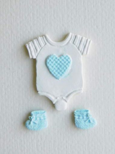 Боди с терлички- Бяло и синьо