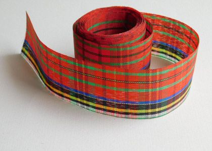 Коледна панделка (каре)  4,00 см - 2м.