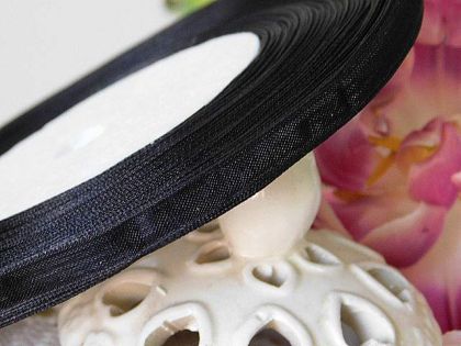 Панделка Органза - Черно - 45 м. - 0.60 см