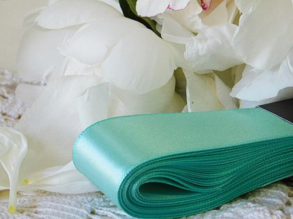 Панделка сатен -  Аквамарин  - 10 м №63