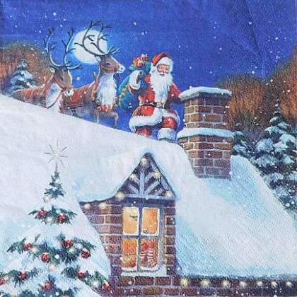 Салфетка Santa on Rooftop with Reindeer 303533