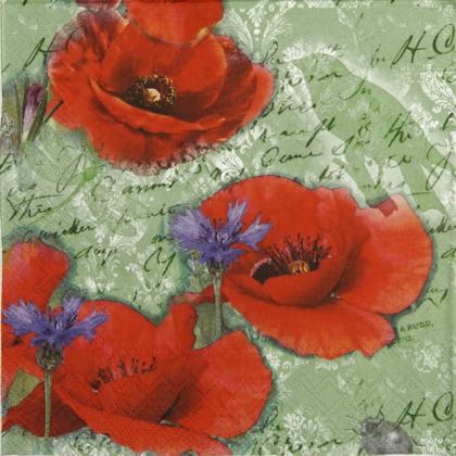 Салфетка Painted poppies green 13314210 