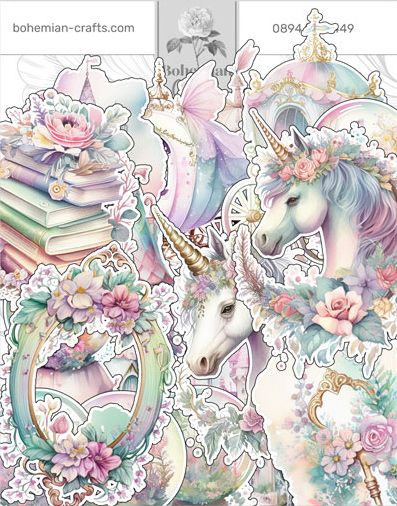 Комплект изрязани елементи - Unicorns - 33 eлемента