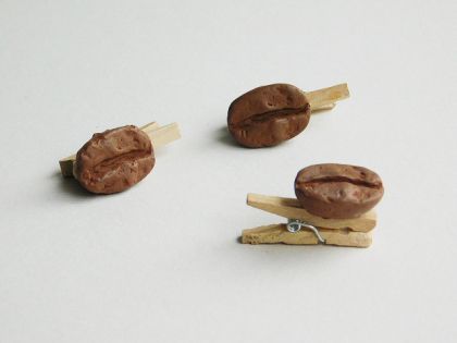 Дървена щипка - Кафе - 3 бр.
