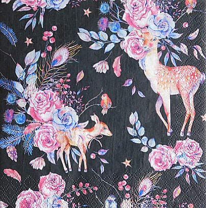 Пакет Салфетки Deer roses black 472W33-3