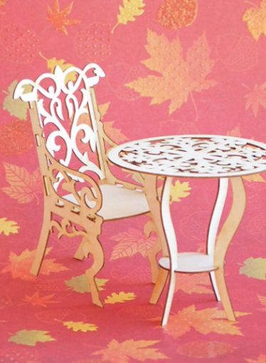 Елементи за експлодираща кутия - Градинска маса и  стол