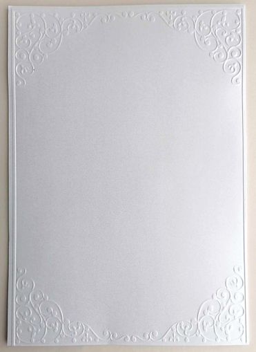 Перлени Релефни картони - Delicate Frame Бяла перла  - А4