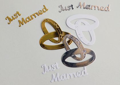 Брачни халки  с надпис "Just Married" - 6 елемента