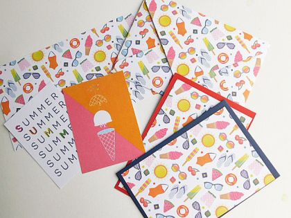 Заготовка за плик и картички - Summer Vibes - 8 елемента