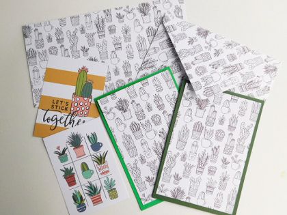 Заготовка за плик и картички - Succulent - 8 елемента