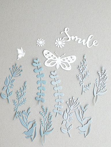 Клонки и листа - Сив микс - 15 елемента