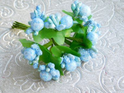 Захарни тичинки с топче брокат - Синьо - 10 бр.