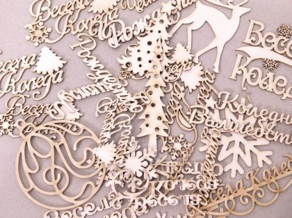 Коледен МИКС елементи от бирен картон - 60+ бр.