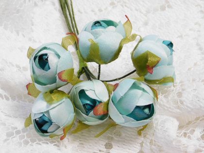 Букет Мини божури - Светло Синьо - 6 бр.