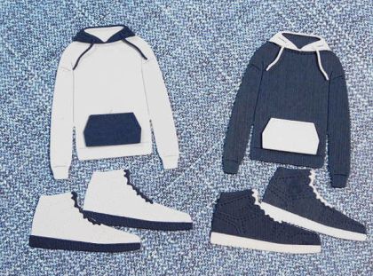 Елементи от хартия - Кецове и Худи Синьо и Бяло - 22 елемента