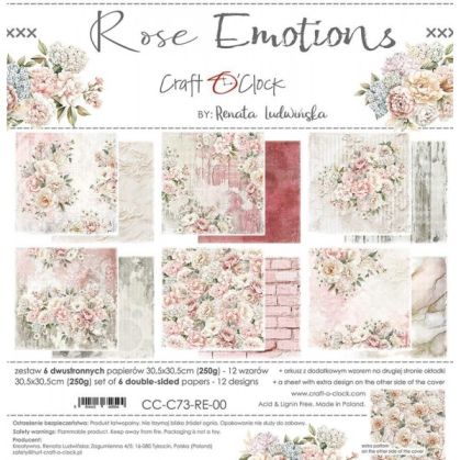 Комплект дизайнерска хартия - Rose Emotions - 6 листа