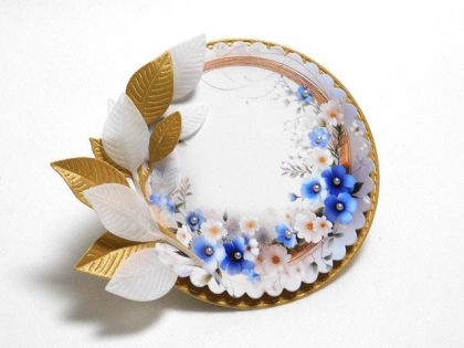 Композиция - Кръгла рамка Златни листа - 1 бр.