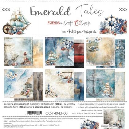 Комплект дизайнерска хартия - Emerald Tales - 6 листа