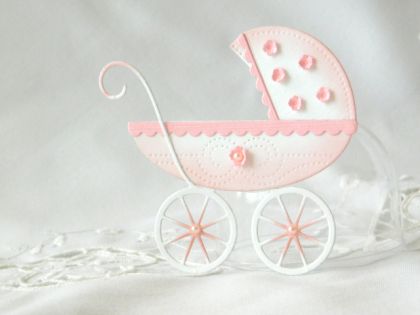 Бебешка количка с облачета - Розово и Бяло - 2 бр
