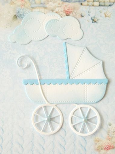 Бебешка количка с облачета - Синьо и Бяло - 2 бр