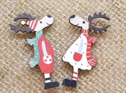 Елементи от дърво - Двойка Коледни Елени