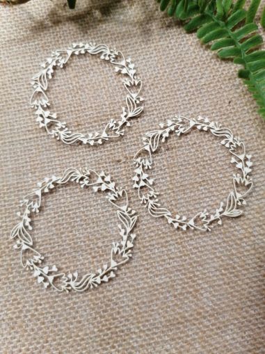 Рамка кръг - Цветя и клонки - 7,00 см - 3 бр.