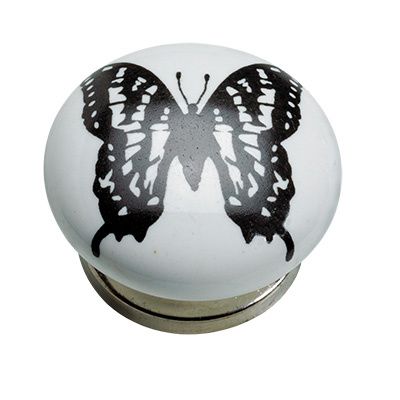 Дръжка - Керамична Бала с пеперуда - Ø 40 x 25 mm