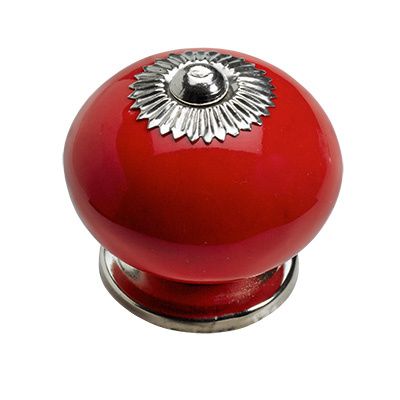 Дръжка - Керамична Червена - Ø 40 x 36mm