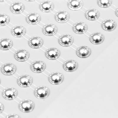 Полусферични самозалепващи перли - Сребро - 54 бр.