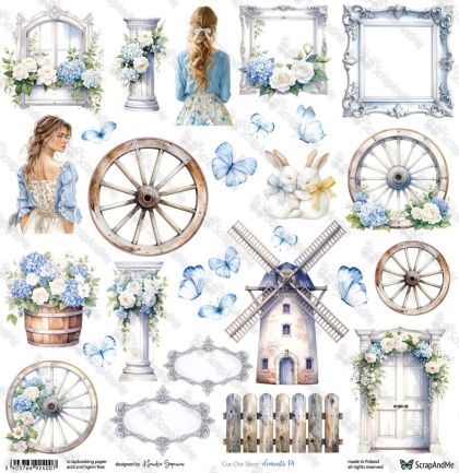 Дизайнерскa хартия - Lovely Day In Blue – Elements 14  - 1 лист