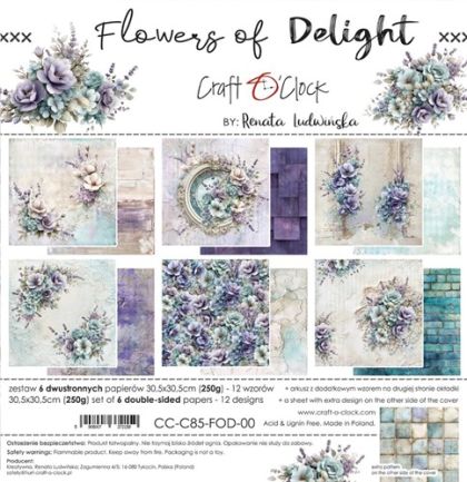 Комплект дизайнерска хартия - Flowers Of Delight - 6 листа