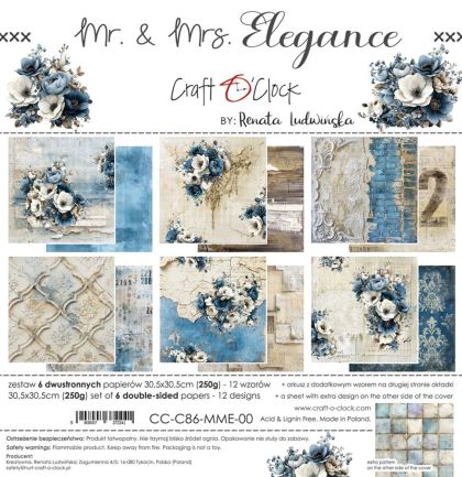 Комплект дизайнерска хартия - Mr And Mrs Elegance - 6 листа
