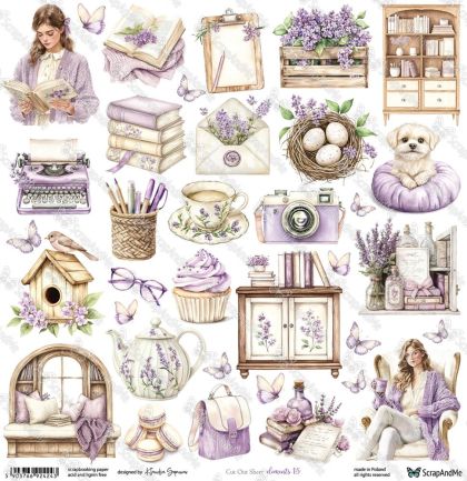 Дизайнерскa хартия - Lovely Day In Violet – Elements 15 - 1 лист