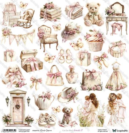 Дизайнерскa хартия - Lovely Day In Pink – Elements 17 - 1 лист