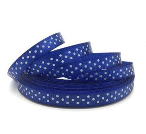 Панделка сатен на точки - тъмно синя - 4м.