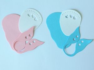 Бебешки обувки - Розово и синьо с бяло - 2 чифта 