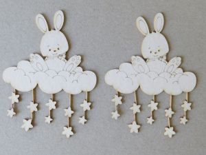 Зайче в облаците - 2 бр.- 6,50 х 9,00  см