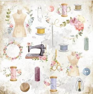 Комплект дизайнерска хартия - Romantic Threads - 10 двустранни листа