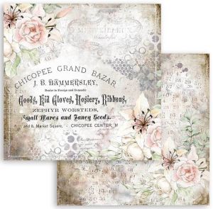 Комплект дизайнерска хартия - Romantic Threads - 10 двустранни листа