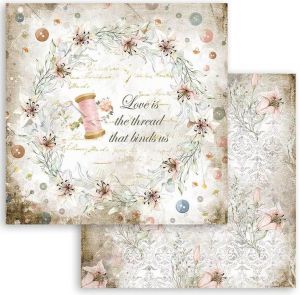 Комплект дизайнерска хартия - Romantic Threads - 10 двустранни листа