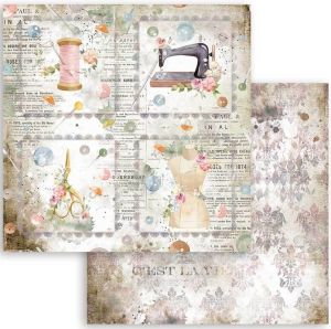 Комплект дизайнерска хартия - Romantic Threads - 10 двустранни листа