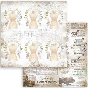 Комплект дизайнерска хартия - Romantic Threads - 10 двустранни листа