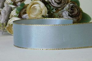 Панделка - Сиво със златен кант - 2 м.