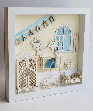 Комплект 3D елементи за миниатюра - Бебешка стая за момче - 7 елемента