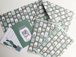 Заготовка за плик и картички - Succulent - 8 елемента