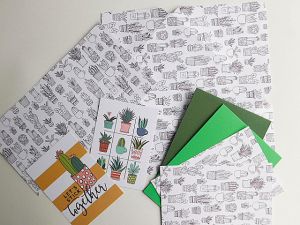 Заготовка за плик и картички - Succulent - 8 елемента