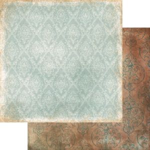 Комплект дизайнерска хартия - Mint-brown base paper - 12 листа