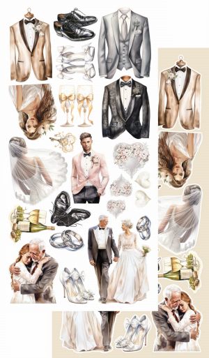 Комплект дизайнерска хартия - HEARTBEAT WEDDING - 6 листа