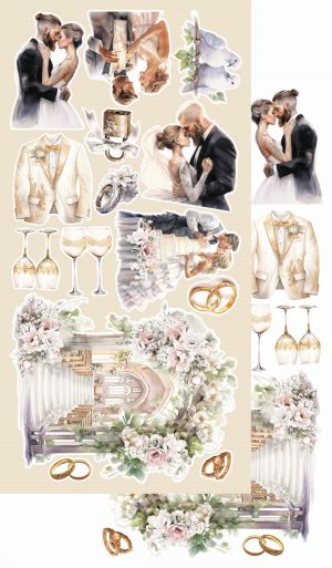 Комплект дизайнерска хартия - HEARTBEAT WEDDING - 6 листа