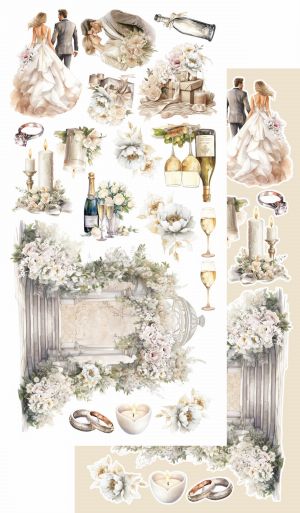 Комплект дизайнерска хартия - HEARTBEAT WEDDING - 6 листа